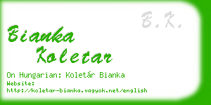 bianka koletar business card