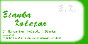 bianka koletar business card